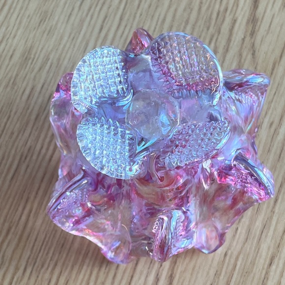 Pink Chalet Carnival Art Glass Vintage Iridescent Glassware - Picture 3 of 5